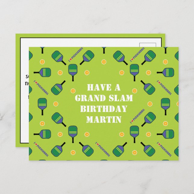 Pickleball Grand Slam Birthday  Customisable  Postcard (Front/Back)