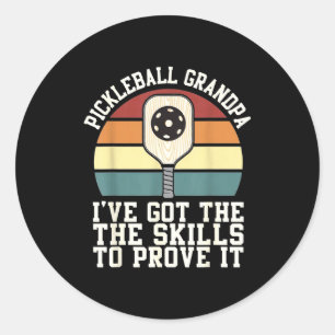 Pickleball grandpa vintage sunset paddle classic round sticker