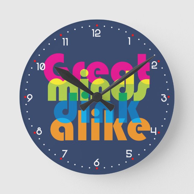 Pickleball Great minds dink alike   Round Clock (Front)