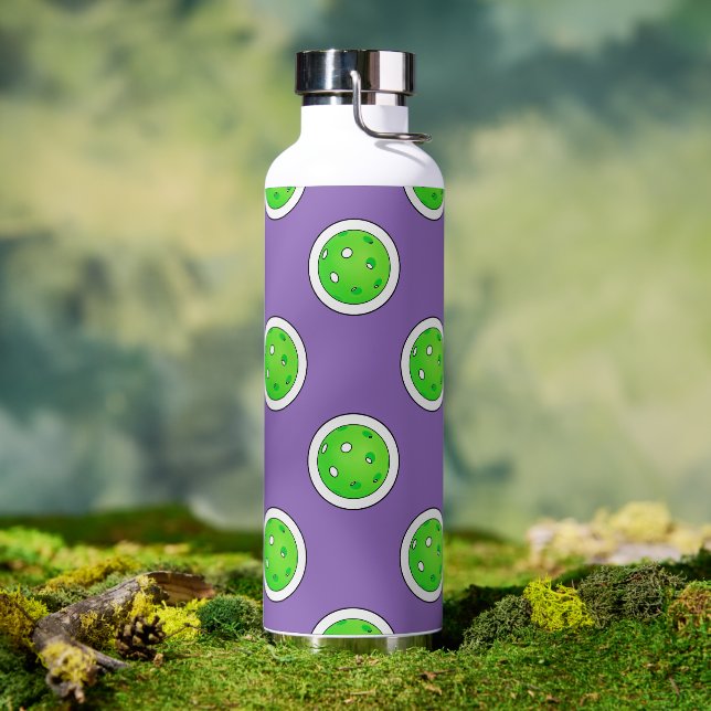 Pickleball Green Pickleballs Polka Dots Lavender Water Bottle (Outdoor)
