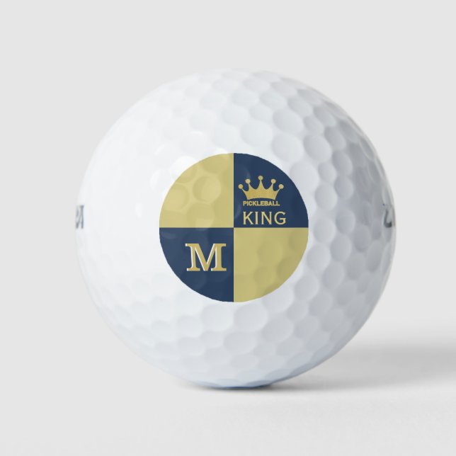 Pickleball Guy Golfer King Monogram Initial Name  Golf Balls (Front)