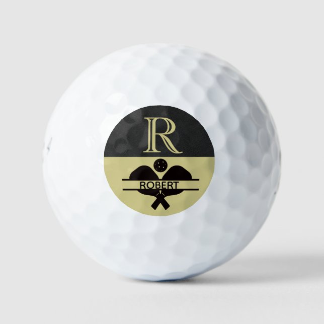 Pickleball Guy Golfer Monogram Initial Name  Golf Balls (Front)