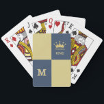 Pickleball Guy King Monogram Initial  Playing Cards<br><div class="desc">He'll be a winner with this special gold and blue luggage/bag tag -- truly makes him the king of the court -- Blue and Gold, with a crown of course, and a 2-tone 3D Monogram. Would also make a wonderful gift for the pickleball enthusiastic. Any design questions, just send an...</div>