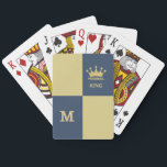 Pickleball Guy King Monogram Initial  Playing Cards<br><div class="desc">He'll be a winner with this special gold and blue luggage/bag tag -- truly makes him the king of the court -- Blue and Gold, with a crown of course, and a 2-tone 3D Monogram. Would also make a wonderful gift for the pickleball enthusiastic. Any design questions, just send an...</div>
