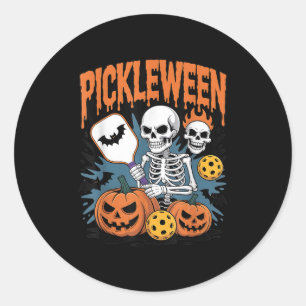 Pickleball Halloween For Men Women Classic Round Sticker