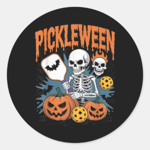 Pickleball Halloween For Men Women Classic Round Sticker