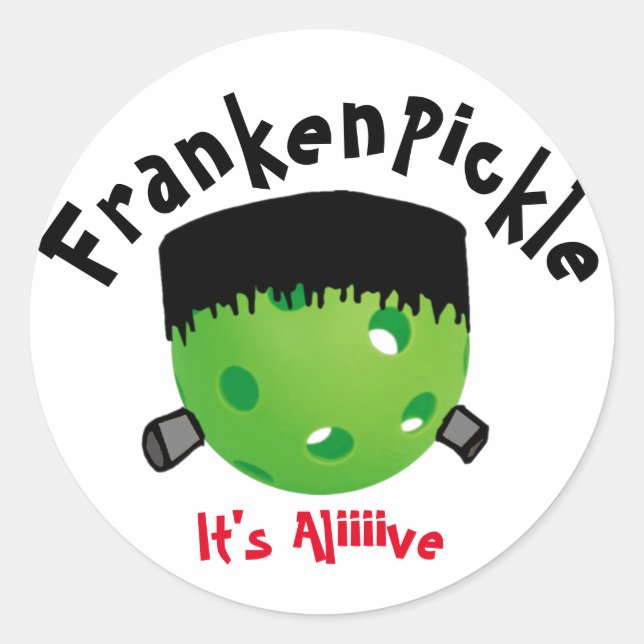Pickleball Halloween - FrankenPickle - It's Alive Classic Round Sticker (Front)