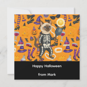 Pickleball halloween party for cat lovers card