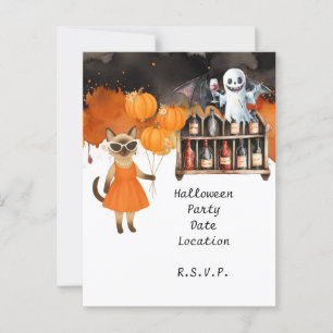 Pickleball Halloween Party for Cat lovers Postcard