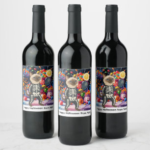 Pickleball halloween party for cat lovers wine label
