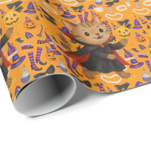 Pickleball halloween party for cat lovers wrapping paper