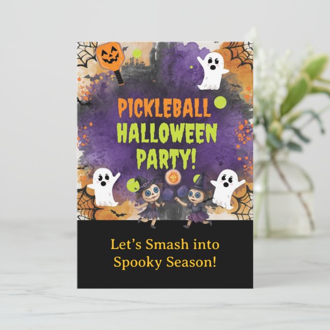  Pickleball Halloween Party  Invitation (Standing Front)