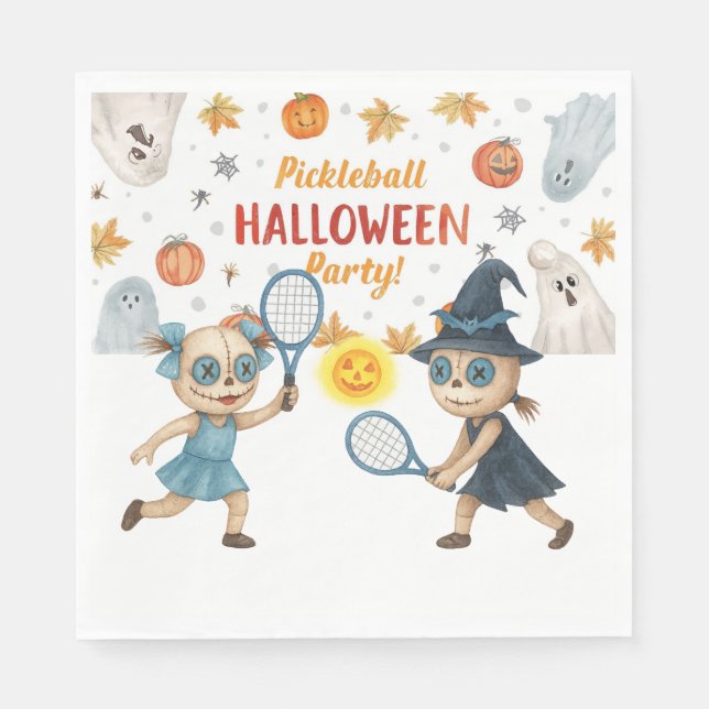 Pickleball Halloween Party with paddle and ball  Napkin (Front)