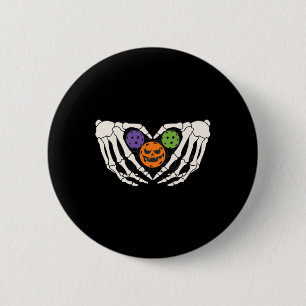 Pickleball Halloween Skeleton Hands Love Heart Pum 6 Cm Round Badge
