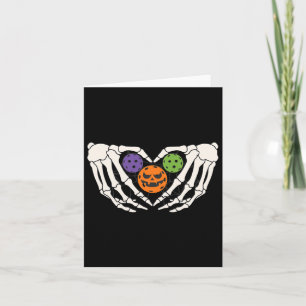 Pickleball Halloween Skeleton Hands Love Heart Pum Card