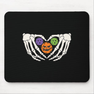 Pickleball Halloween Skeleton Hands Love Heart Pum Mouse Pad