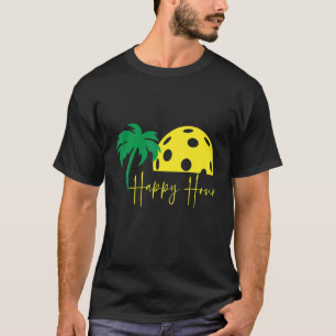 Pickleball HAPPY HOUR Huge Sunset Palm Tree T-Shirt