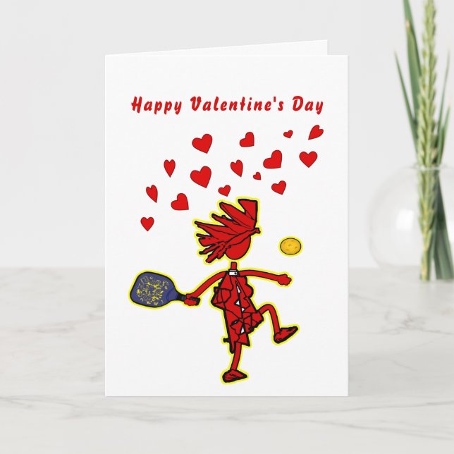 Pickleball Happy Valentine's Day Card (Front)