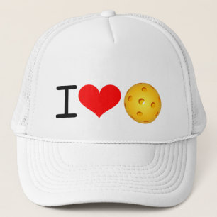 Pickleball Hat: "I Love Pickleball" (White) Trucker Hat