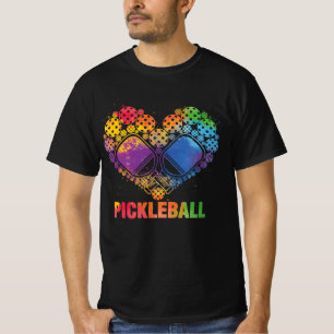 Pickleball Heart Funny Colorful Paddle Sports Play T-Shirt