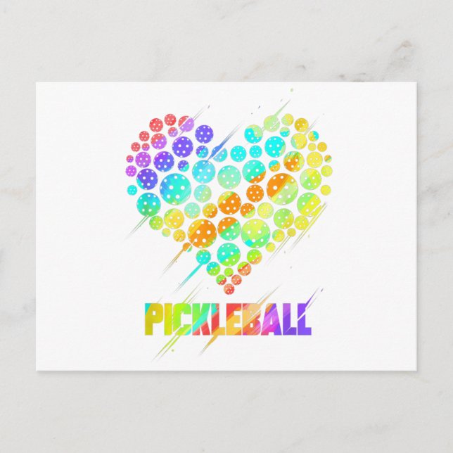 Pickleball Heart - Funny Colourful Paddle Sports P Postcard (Front)