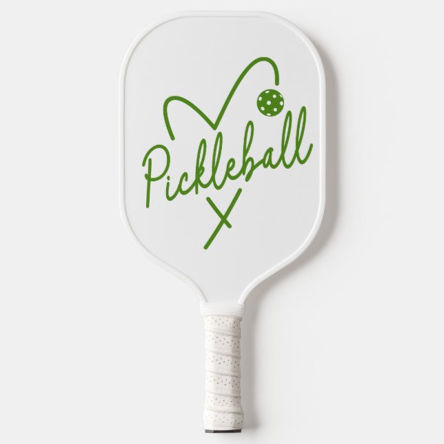 Pickleball Heart Green & White Paddle (Front)