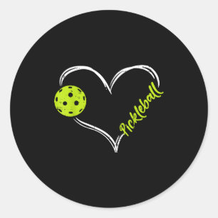 Pickleball heart love pickle ball player sport classic round sticker