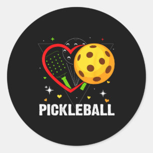 Pickleball heart love pickle ball player sport classic round sticker