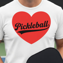 Pickleball Heart Love Sports Minimalist White Tee