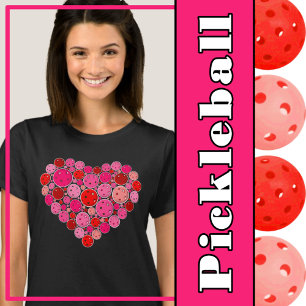 Pickleball Heart Pink and Red Love T-Shirt