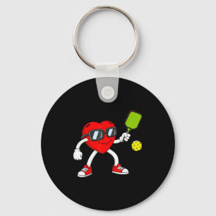 Pickleball heart valentine day cute love key ring