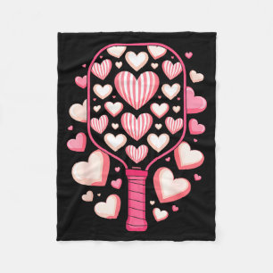 Pickleball heart valentine design for women player fleece blanket
