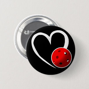 Pickleball Heart Valentine Love Red White Black 6 Cm Round Badge
