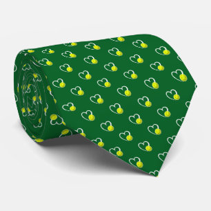 Pickleball Heart Valentine Love Yellow and Green Tie