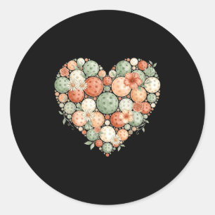 Pickleball heart valentine matching team men women classic round sticker