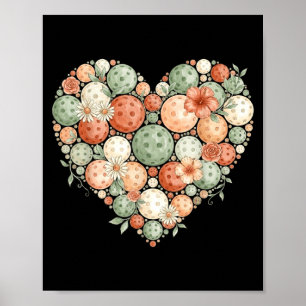 Pickleball heart valentine matching team men women poster