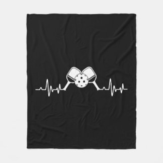 Pickleball Heartbeat EKG Pickleball Paddle Funny Fleece Blanket