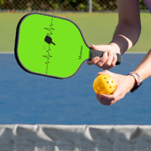 Pickleball Heartbeat Neon Green - Custom Name Paddle