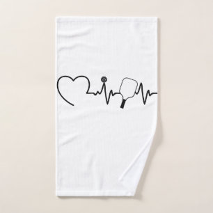 Pickleball Heartbeat - Pickleball Player Gift Hand Towel