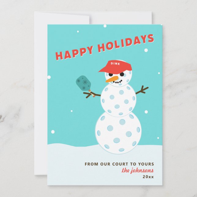 Pickleball Holiday Christmas Humourous Snowman Car Card (Front)