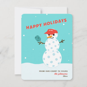 Pickleball Holiday Christmas Humourous Snowman Car Card