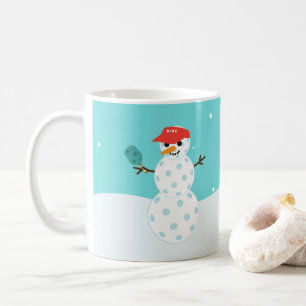 Pickleball Holiday Christmas Humourous Snowman Mug