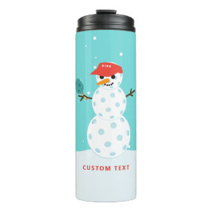 Pickleball Holiday Christmas Humourous Snowman Thermal Tumbler