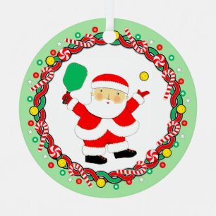 Pickleball Holiday Gift Ceramic Ornament