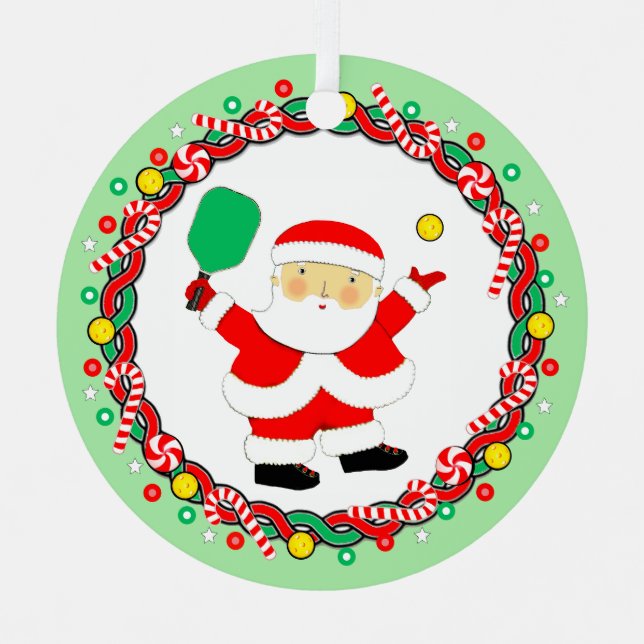 Pickleball Holiday Gift Ceramic Ornament (Front)