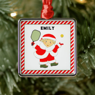 Pickleball Holiday Gift Metal Ornament