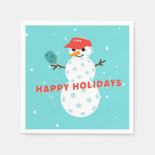 Pickleball Holiday Party Humorous Snowman Napkin
