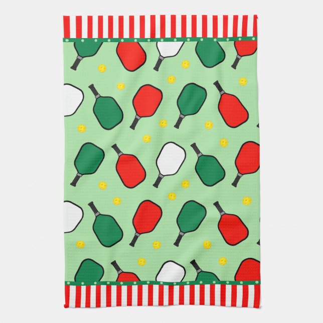 Pickleball Holiday Tea Towel (Vertical)