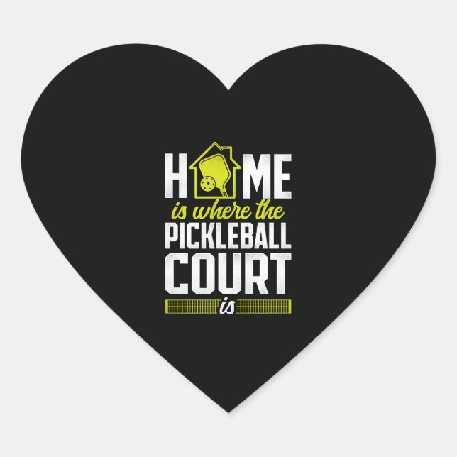 Pickleball Home Is Where The   Heart Sticker (Front)