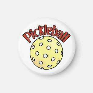 Pickleball in Red with Yellow Ball Magnet